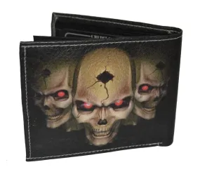 Mens Bifold Exotic Wallet Picture 3 Skulls with printed gift box