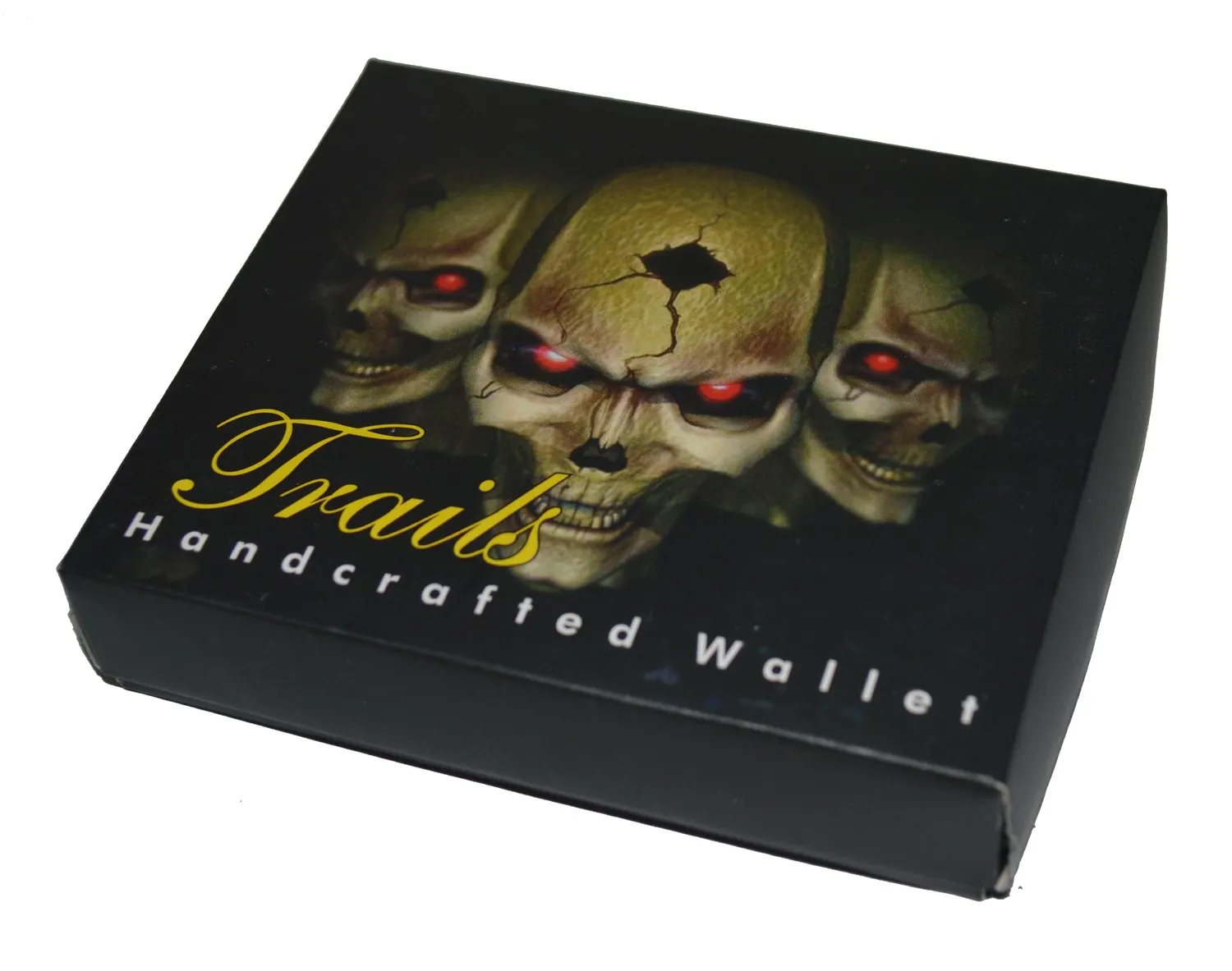 Mens Bifold Exotic Wallet Picture 3 Skulls with printed gift box