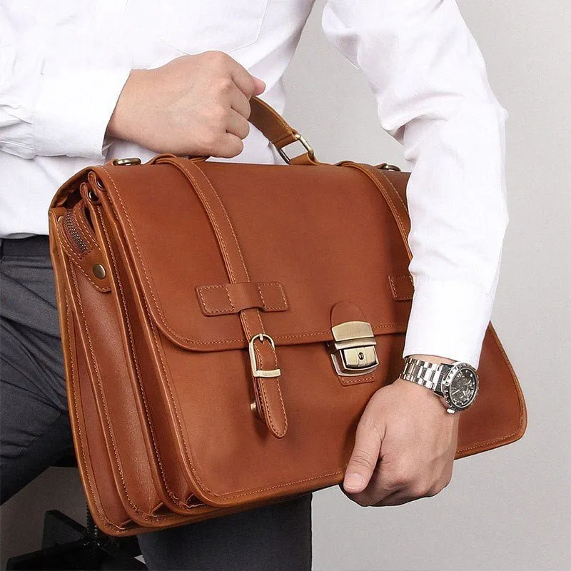 Men's Exquisite Leather Briefcase Shoulder Bag