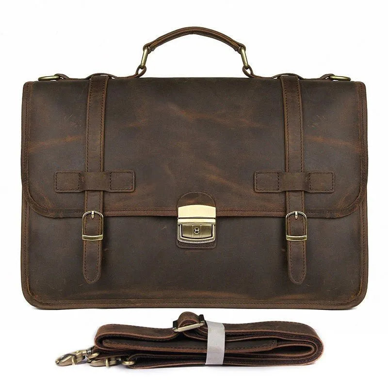 Men's Exquisite Leather Briefcase Shoulder Bag