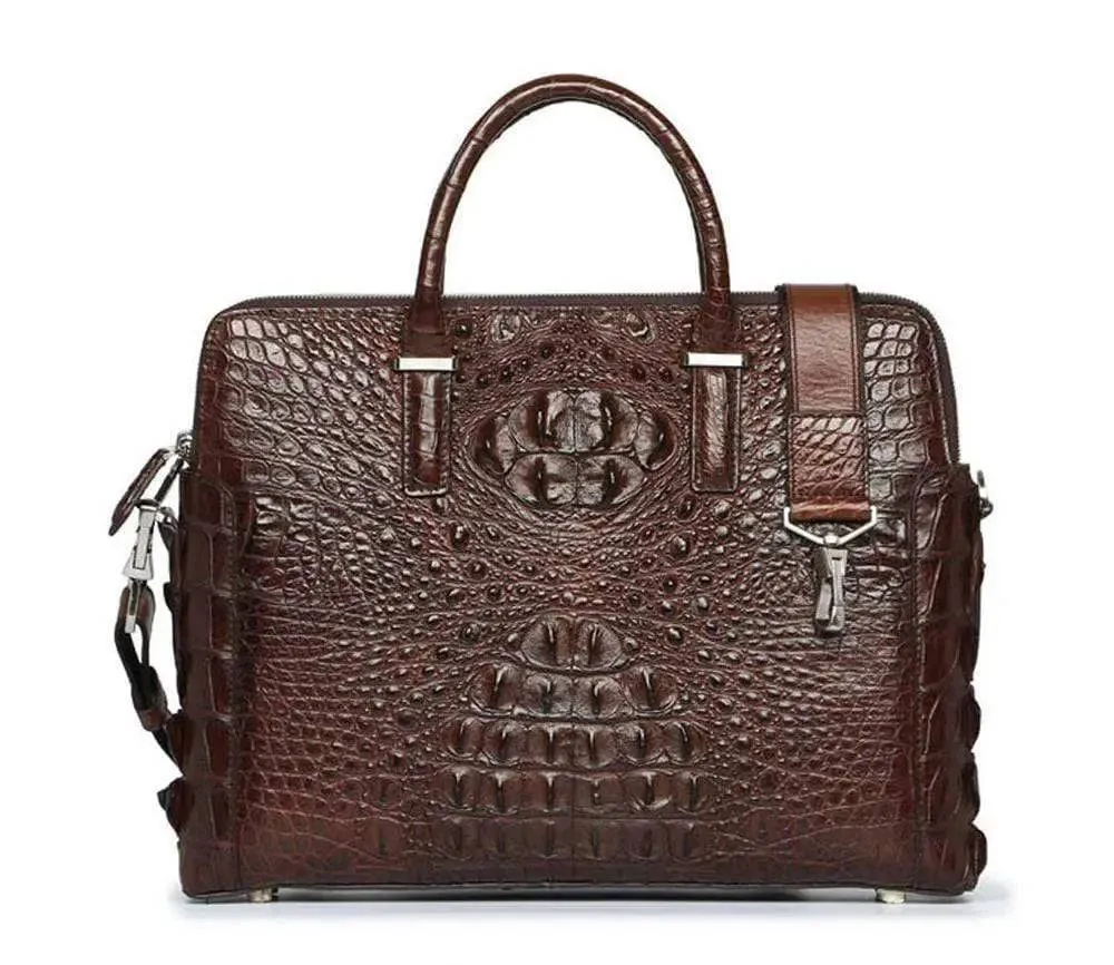 Men's Genuine Crocodile Leather Briefcase Laptop Bag Portfolio Computer Bag