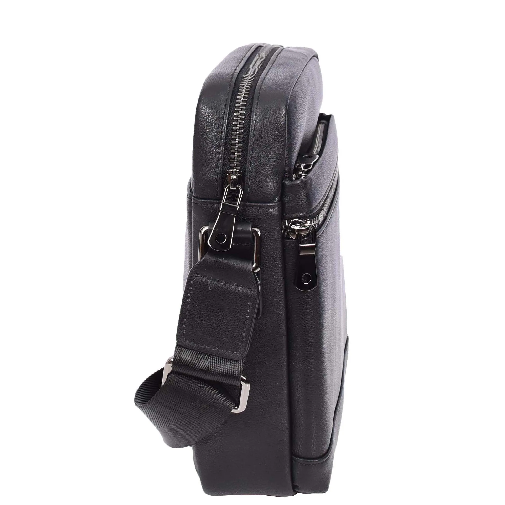 Mens Genuine Leather Flight Bag Messenger Crossbody Casual Sling Man Bag A321 Black