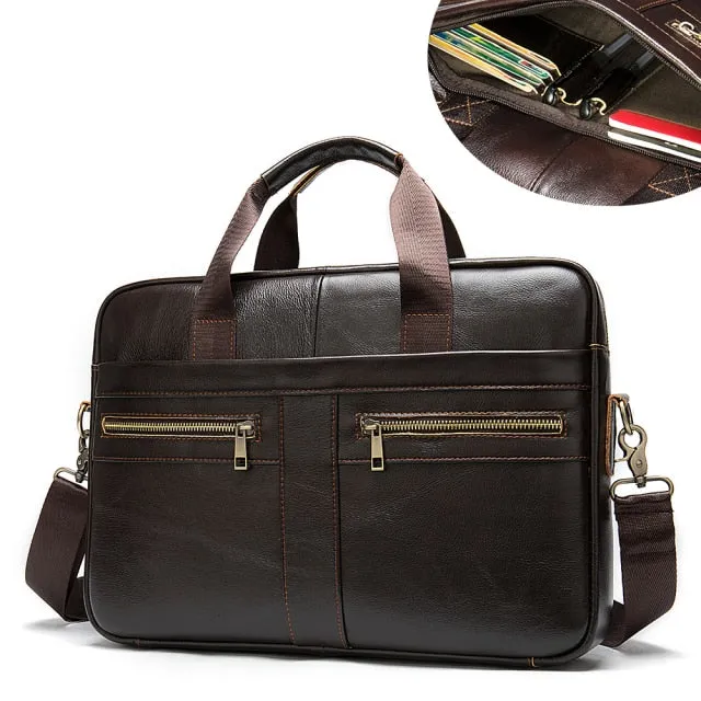 Men's Leather Business Travel Shoulder Bag