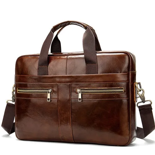 Men's Leather Business Travel Shoulder Bag