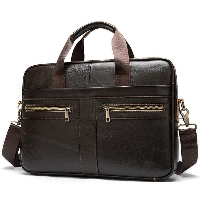 Men's Leather Business Travel Shoulder Bag