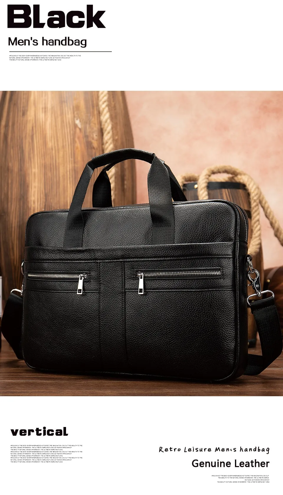 Men's Leather Business Travel Shoulder Bag