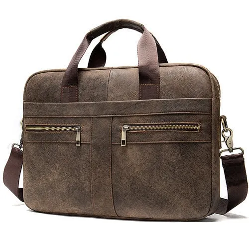 Men's Leather Business Travel Shoulder Bag