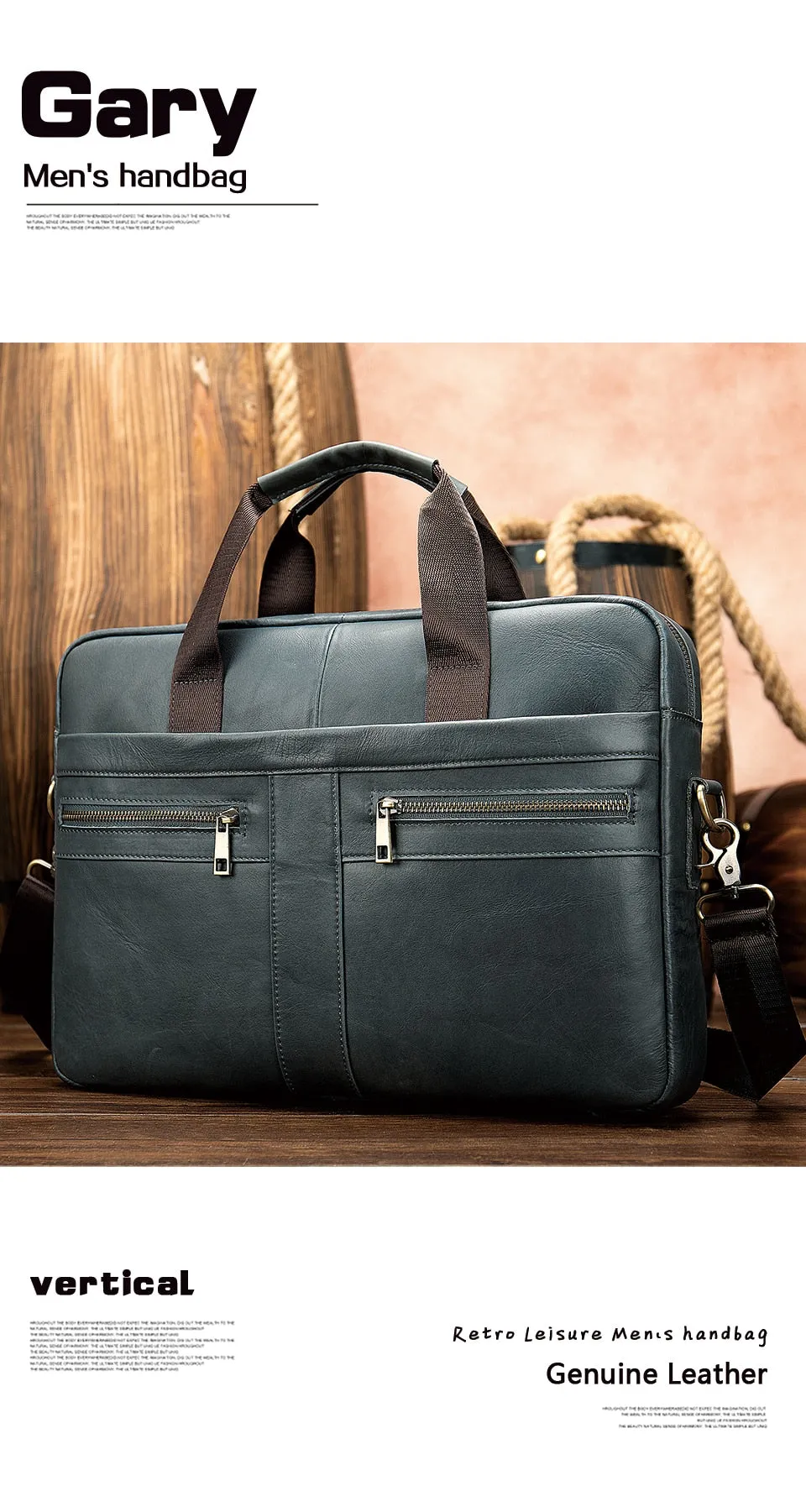 Men's Leather Business Travel Shoulder Bag