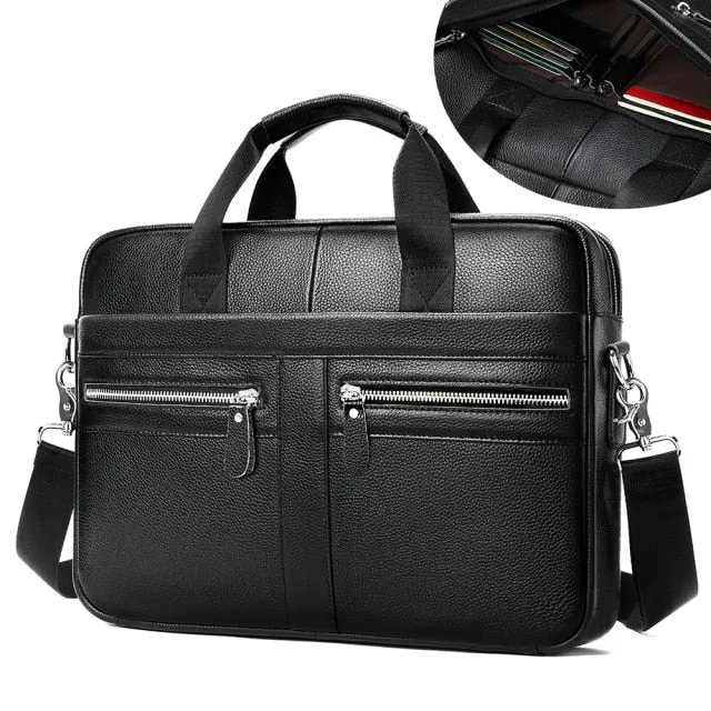 Men's Leather Business Travel Shoulder Bag