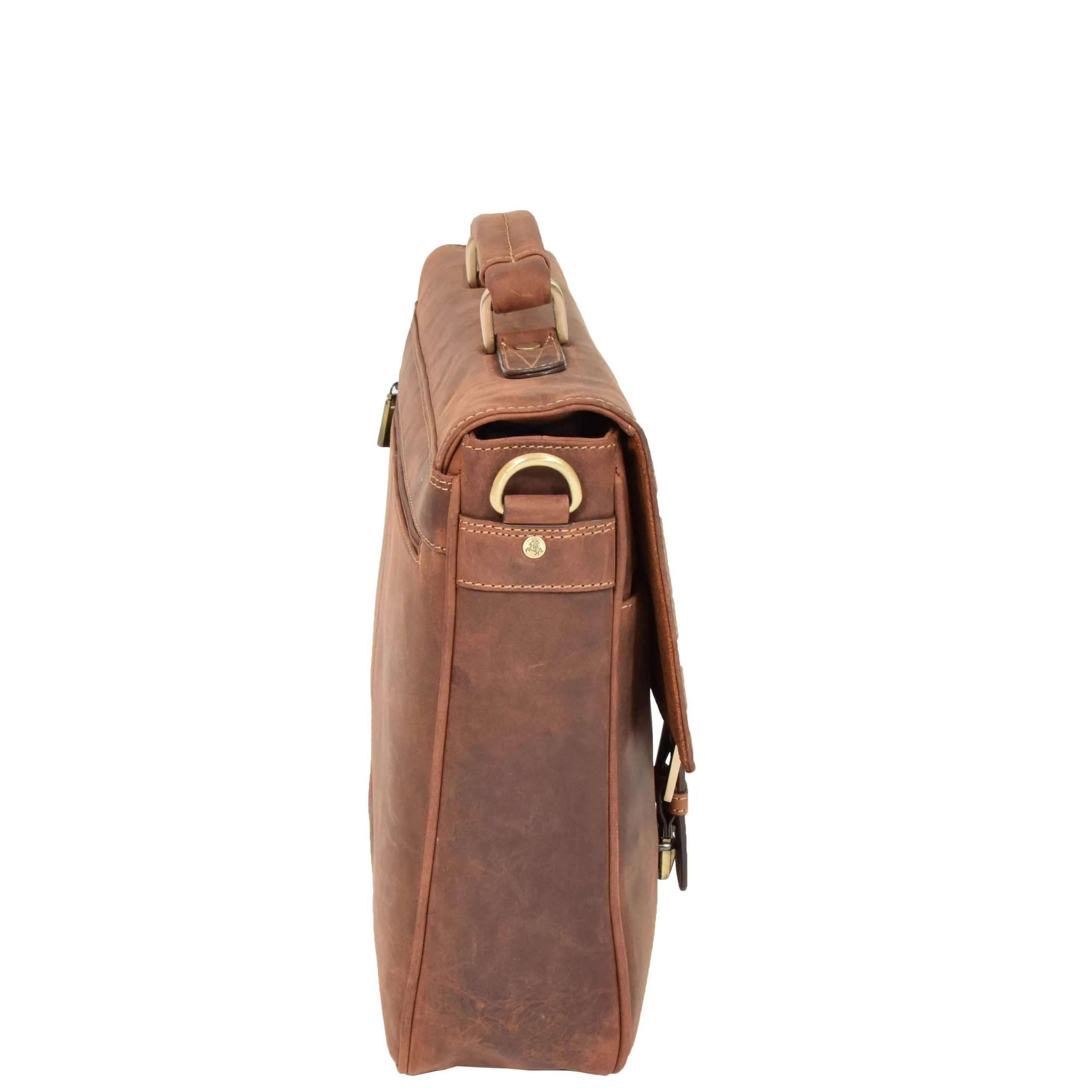 Mens Leather Cross Body Flap Over Briefcase Cobar Tan