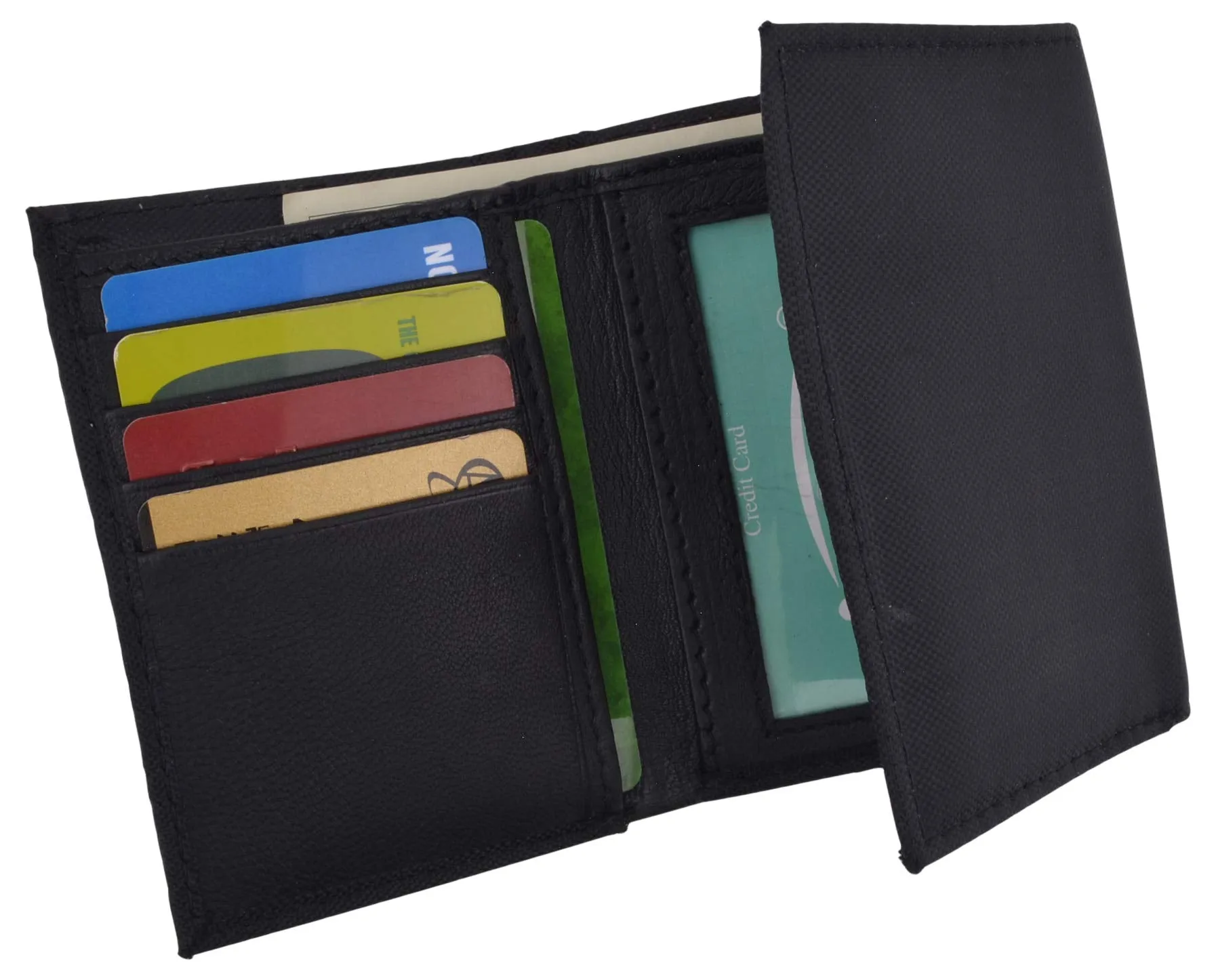 Men's Nylon Black Classic Trifold Credit Card ID Wallet with Leather Interior