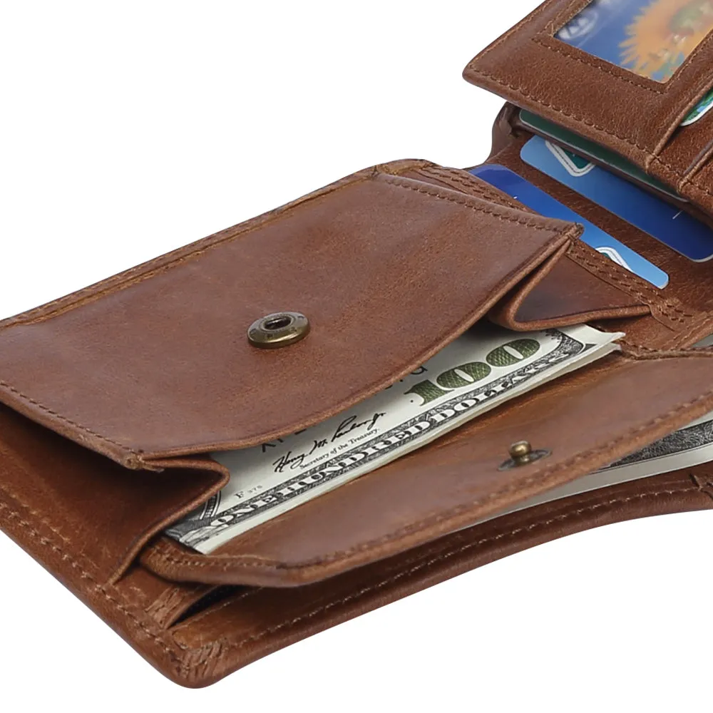 Men's short leather wallet RFID anti-magnetic head layer cowhide fashion casual wallet