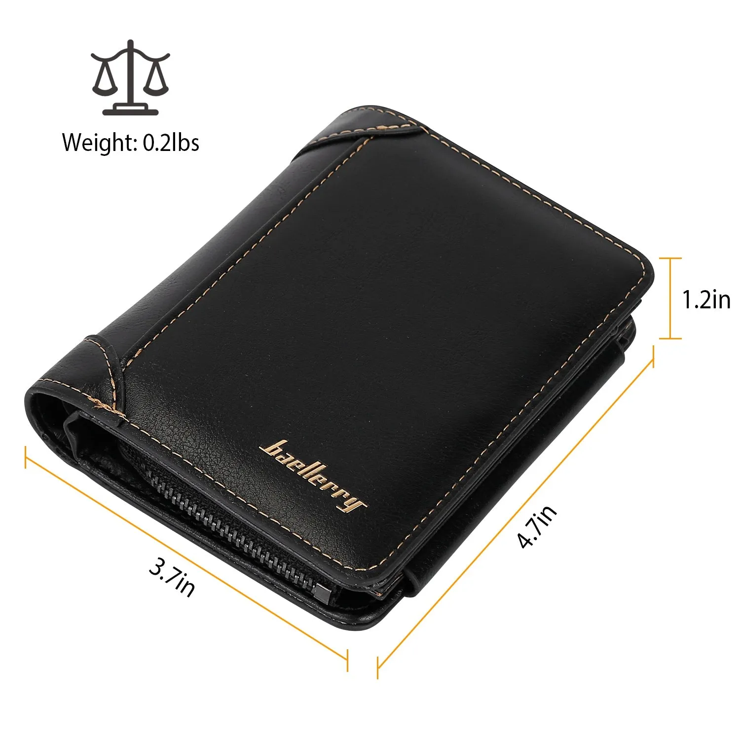 Men's Trifold Clutch Leather Wallet ID Card Holder