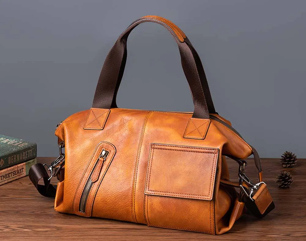 Mens Vintage Leather Buiness Briefcase Shoulder Bag 2530