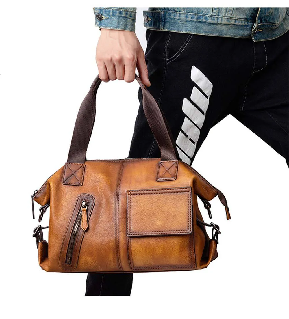 Mens Vintage Leather Buiness Briefcase Shoulder Bag 2530