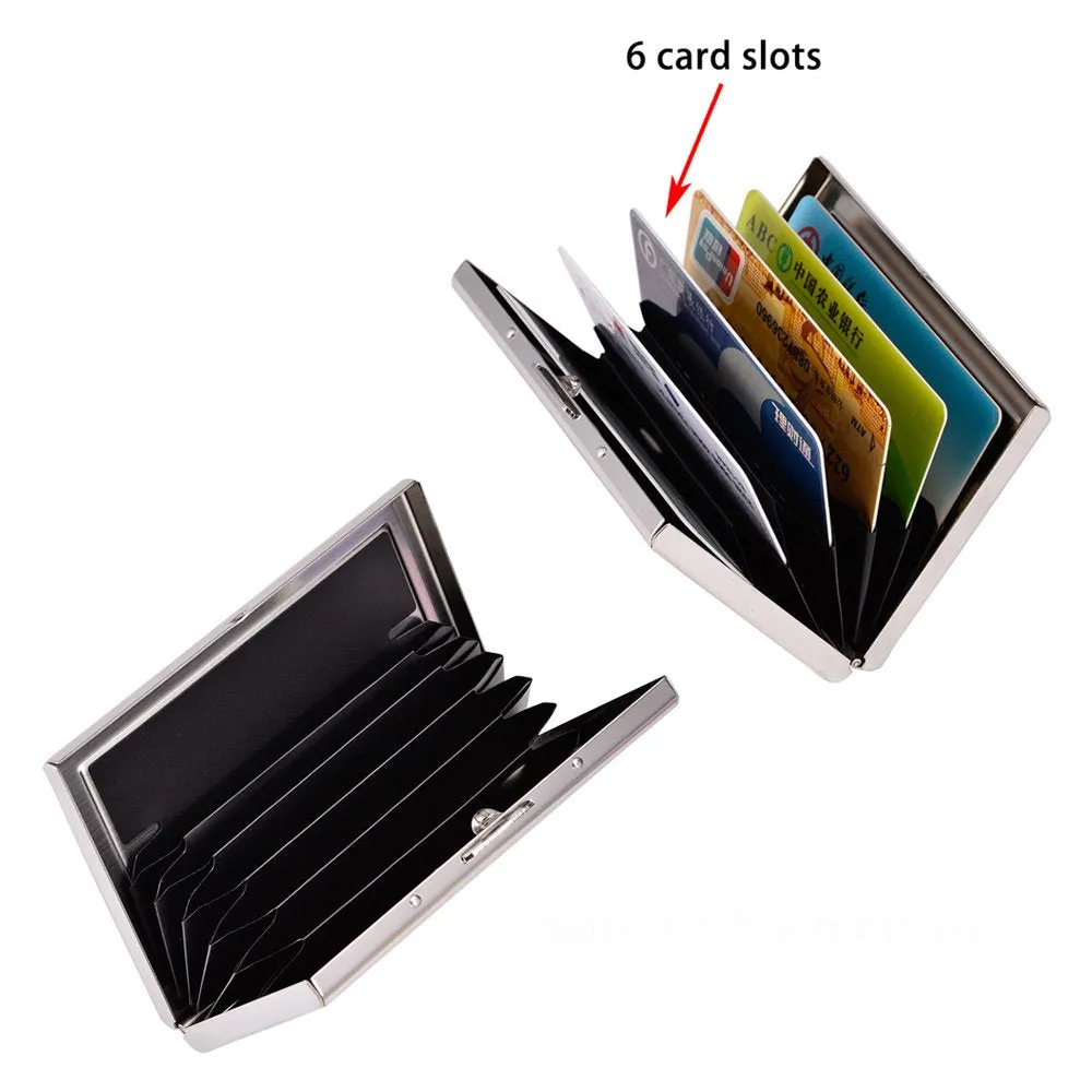 Metallic Rfid Card Holder 6 Compartments