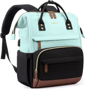 Mint Blue College Travel Style Work Laptop USB Backpack