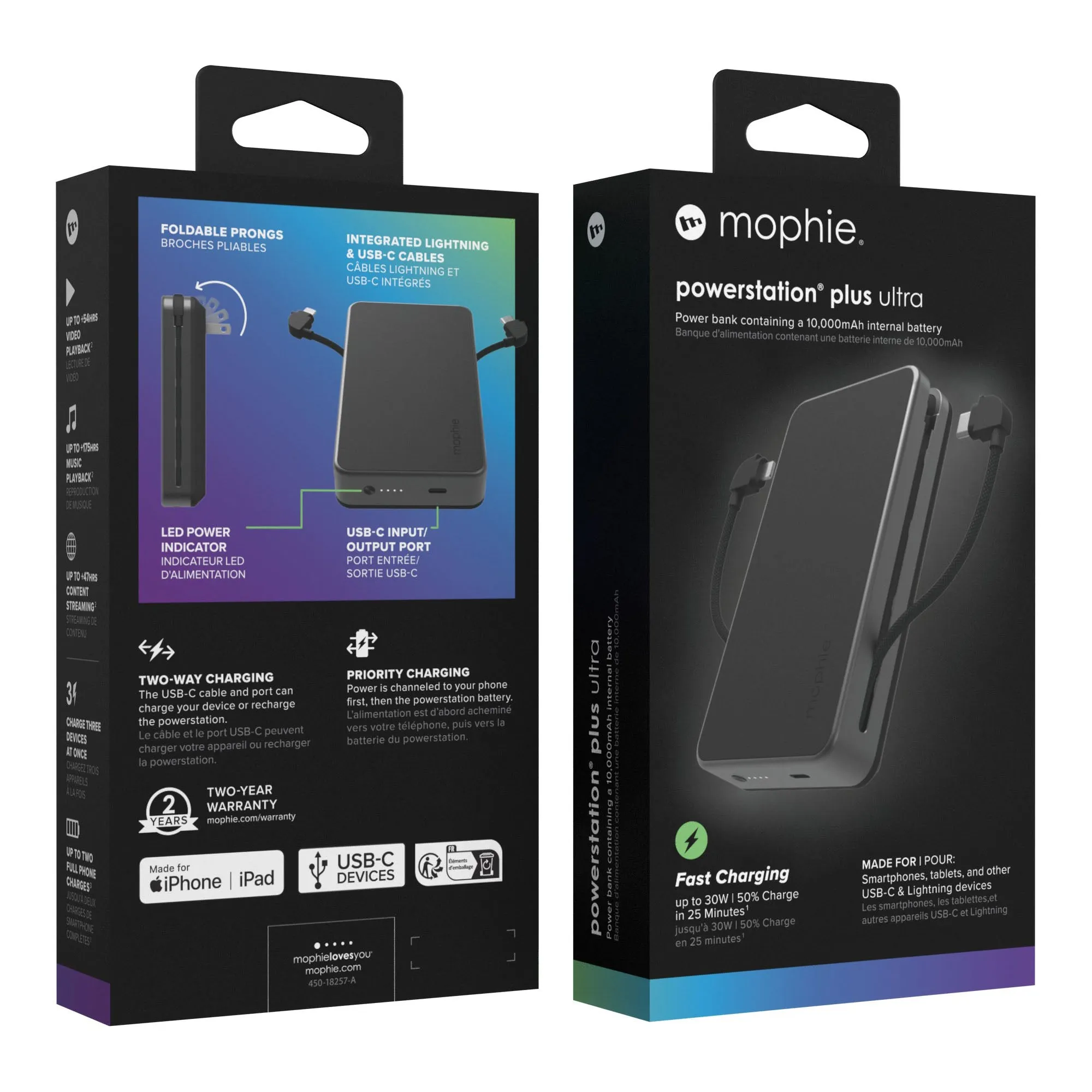 Mophie 10,000 mAh Powerstation Plus Plug - Black - 15-13730