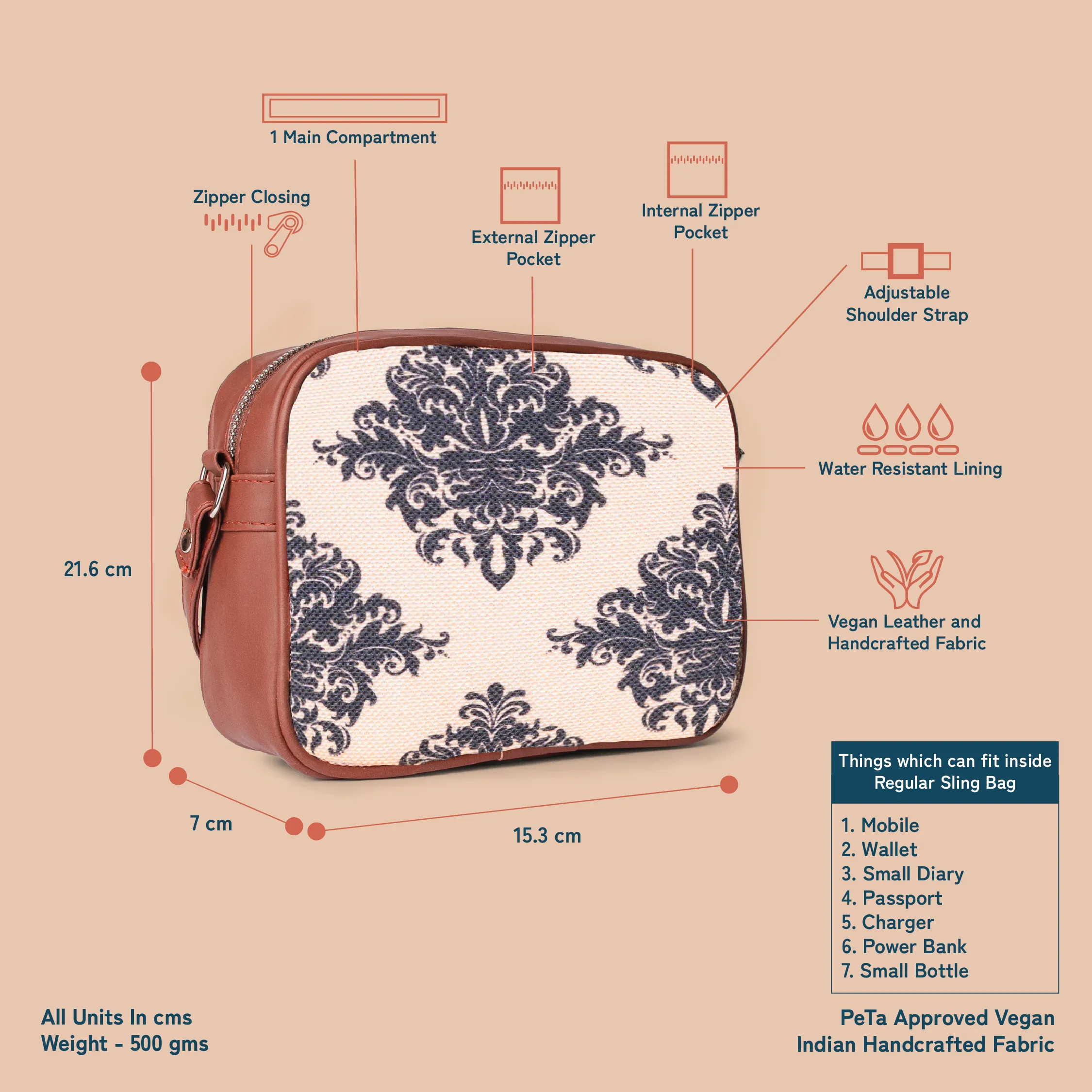 Mughal Motif Sling Bag