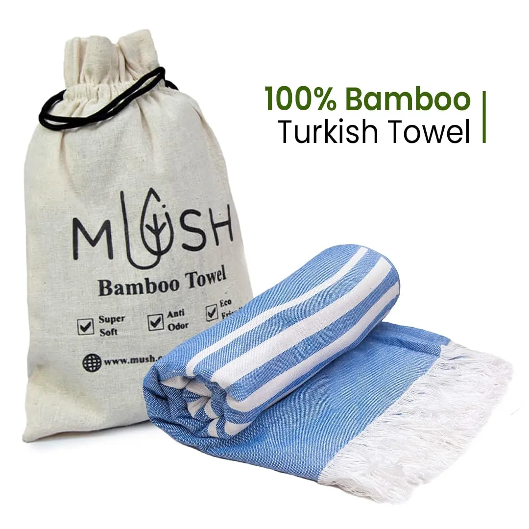 Mush Bamboo Turkish Towel | 100% Bamboo |Ultra Soft, Absorbent & Quick Dry Towel for Bath, Beach, Pool, Travel, Spa and Yoga | 29 x 59 Inches (Blue & Dk. Green)