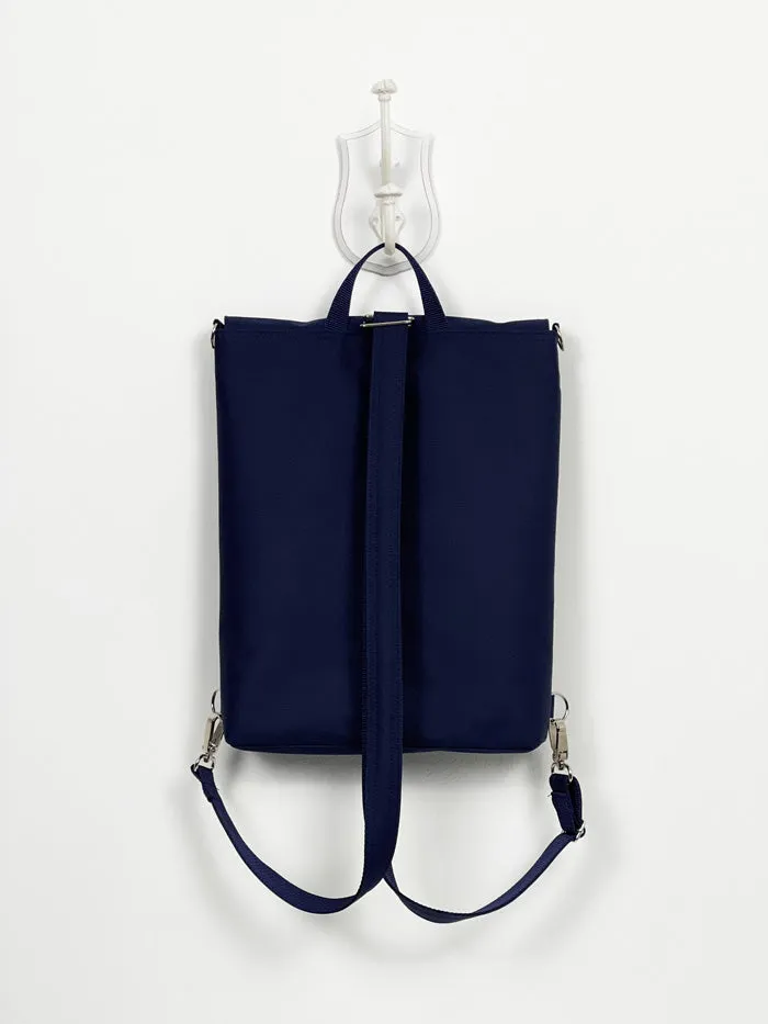 Navy Blue Vegan Minimalist Convertible Backpack