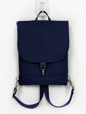 Navy Blue Vegan Minimalist Convertible Backpack