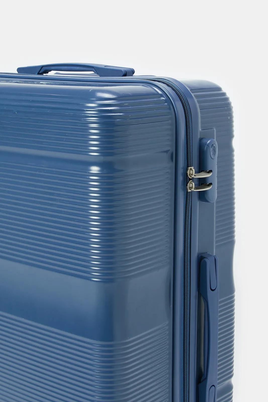 Navy Ribbed Trolley Luggage (24 Inche)