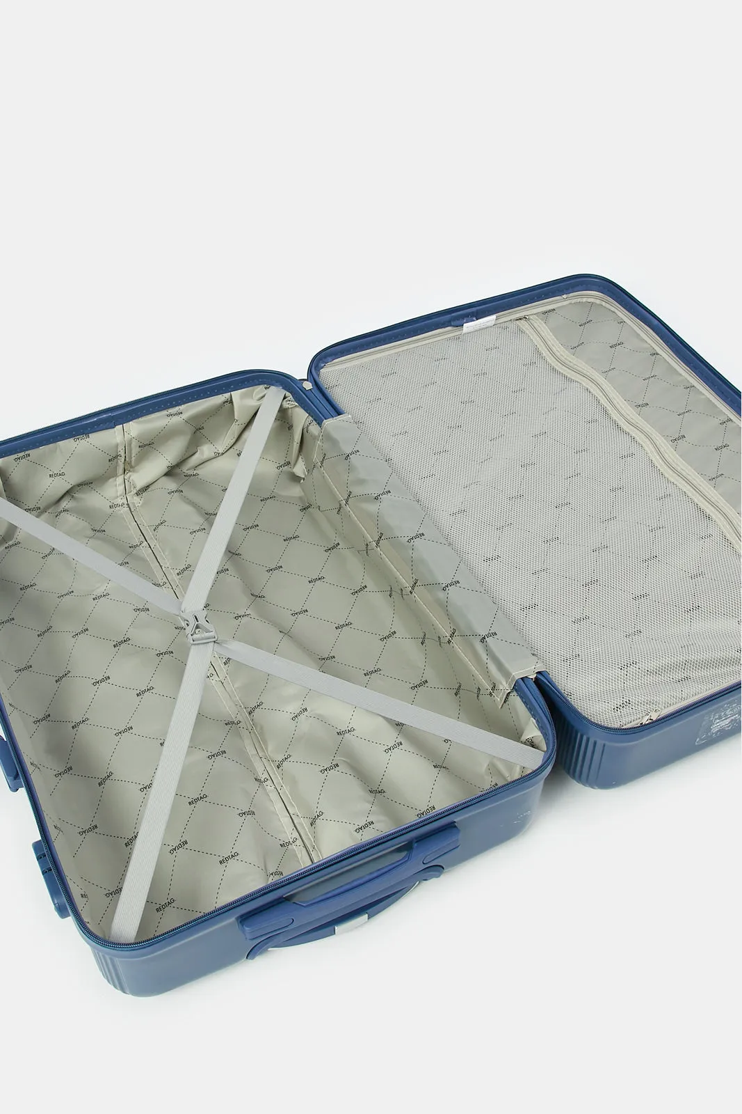 Navy Ribbed Trolley Luggage (24 Inche)