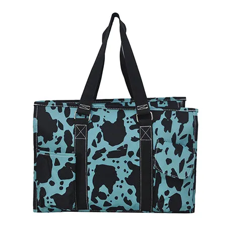 Neon Cow Turquoise NGIL Zippered Caddy Organizer Tote Bag