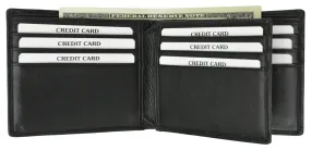 New 100% Leather Men's Multi Credit Card Compact Center Flip ID Bifold Wallet 600 052 BK