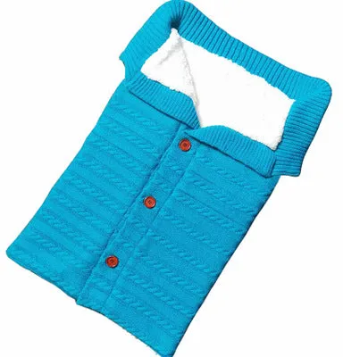 Newborn Baby Winter Warm Sleeping Bags Infant Button Knit Swaddle Wrap