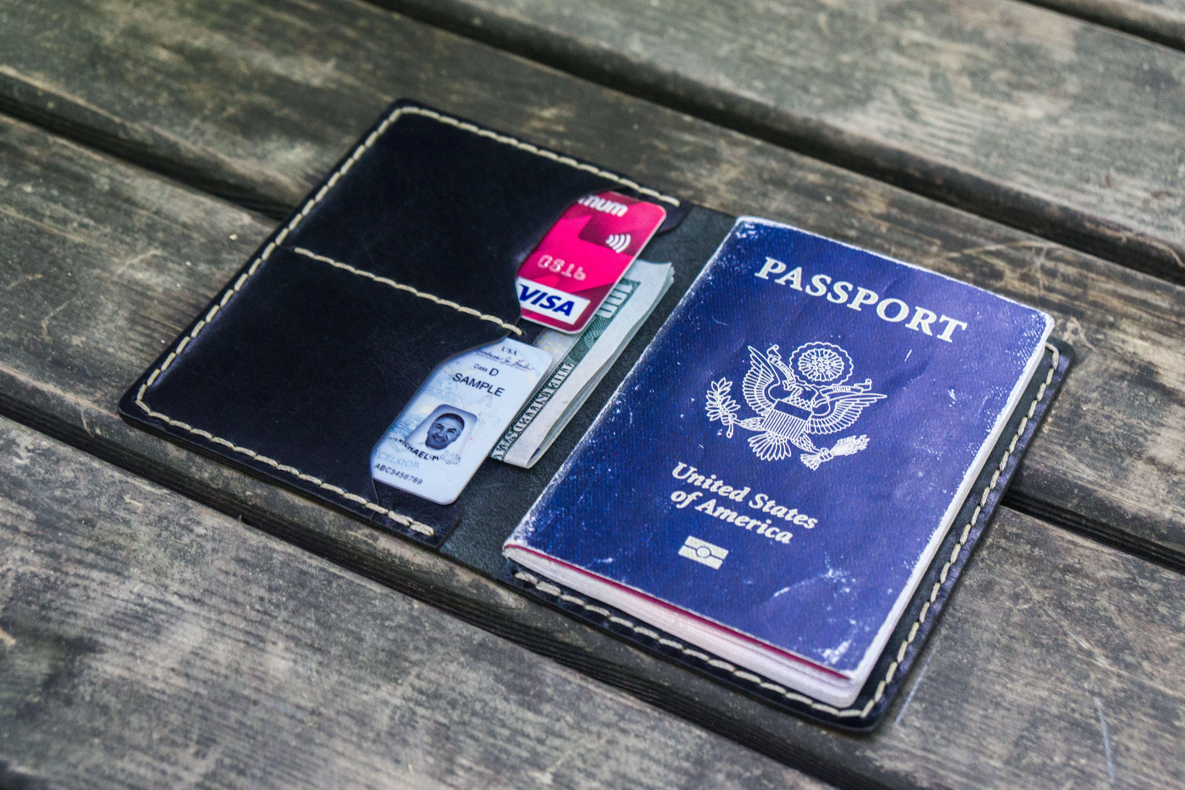 No.06 Leather Passport Holder - Black