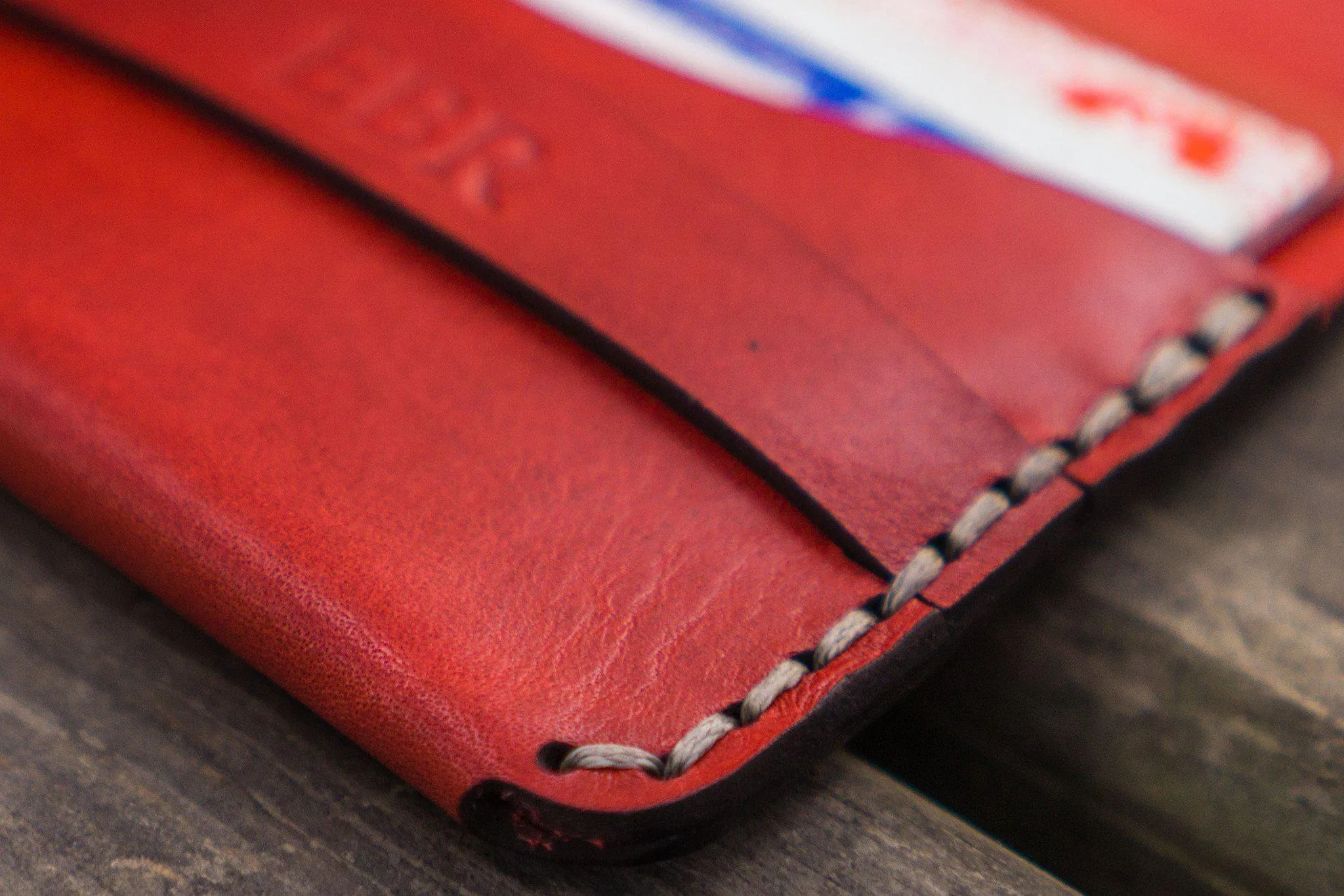 No.36 Personalized Basic Flap Handmade Leather Wallet - Red