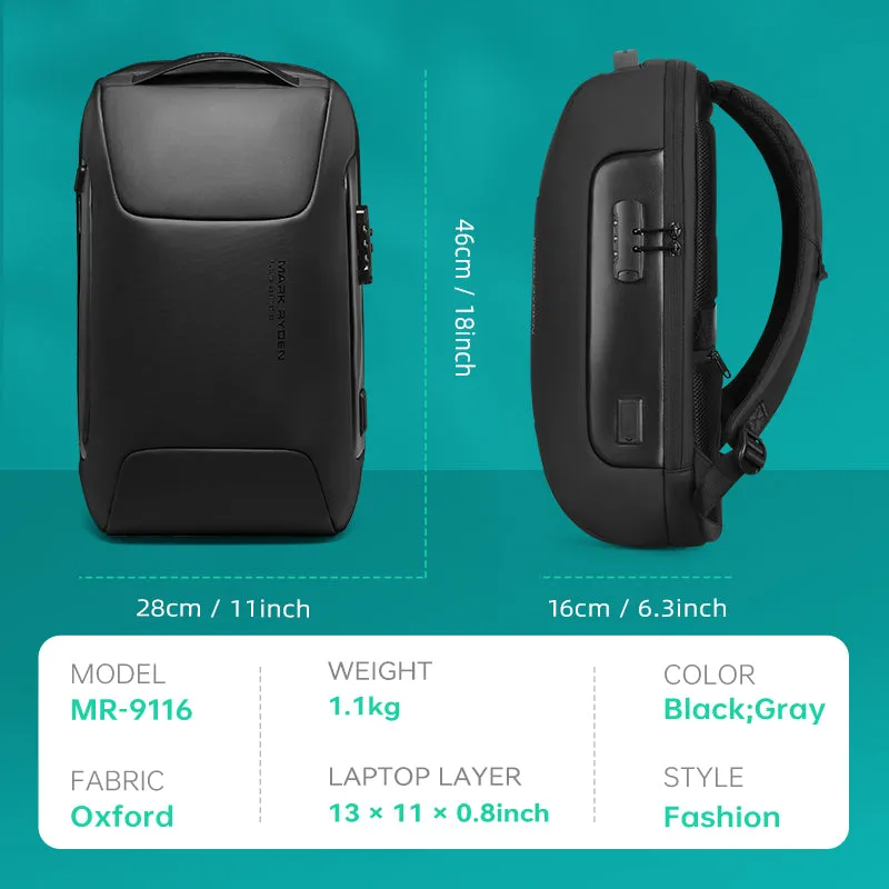 ODYSSEY: Business Micro & USB Charging Laptop Backpack with Anti-theft TSA Lock