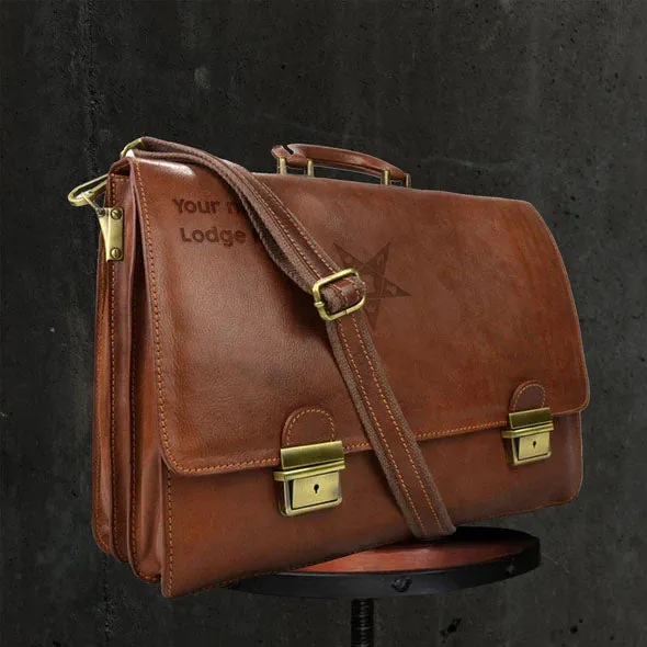 OES Briefcase - Genuine Brown Leather