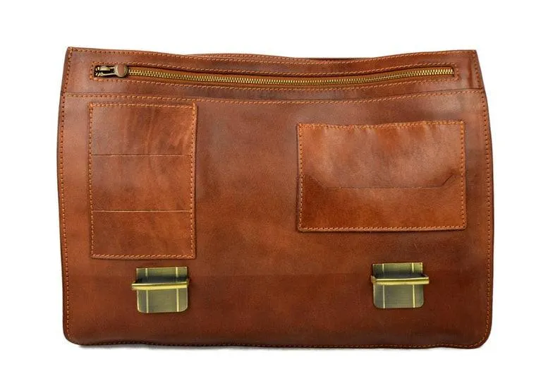 OES Briefcase - Genuine Brown Leather