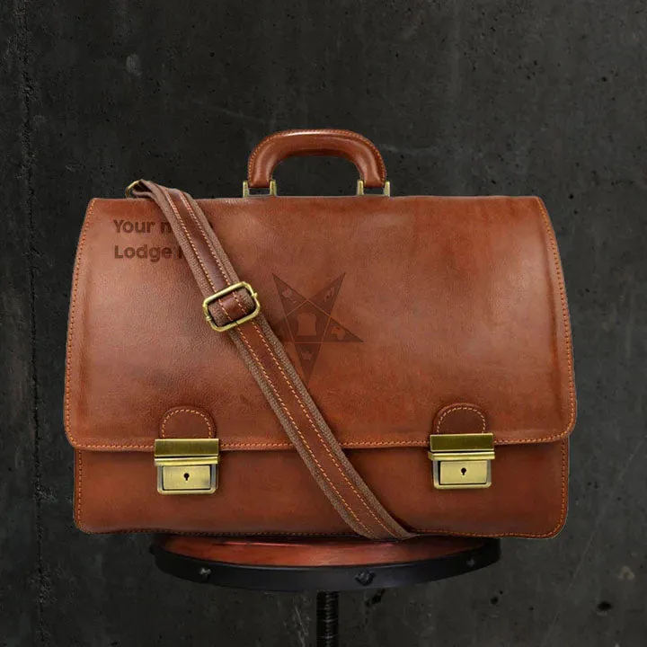 OES Briefcase - Genuine Brown Leather