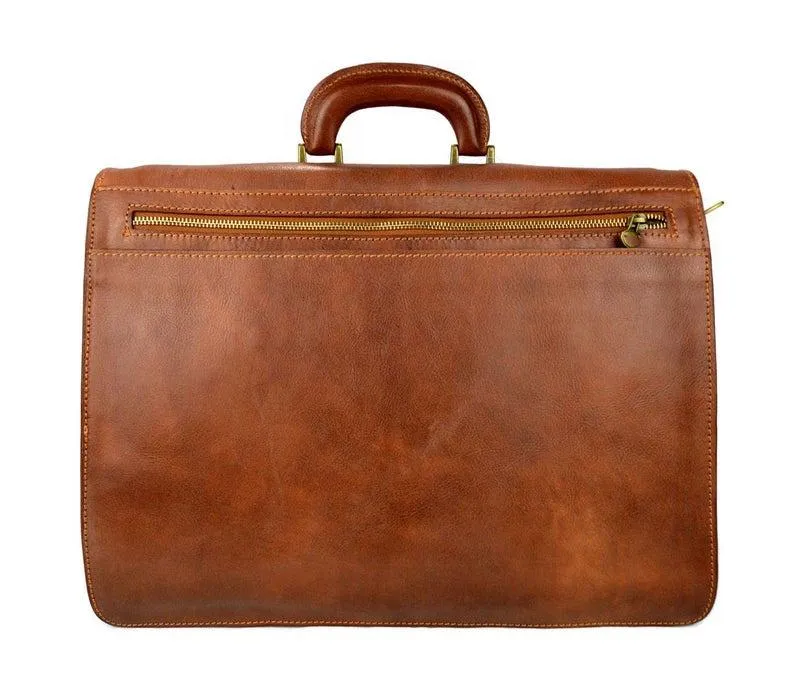 OES Briefcase - Genuine Brown Leather