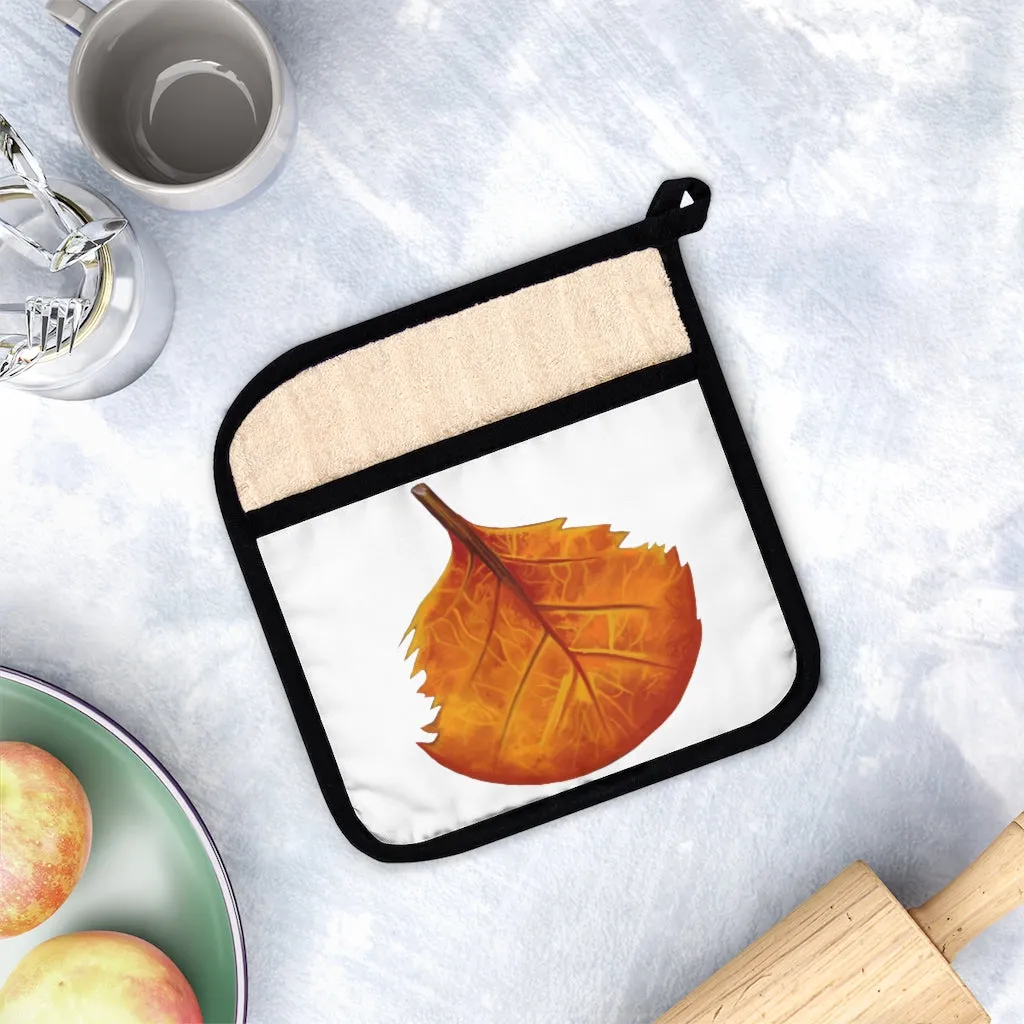 Orange Leaf Pot Holder with Pocket