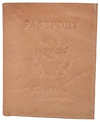 Passport Holder Travel Wallet Leather USA Logo Case Cover - Securely Holds Passport, Business Cards, Credit Cards, Boarding Pass