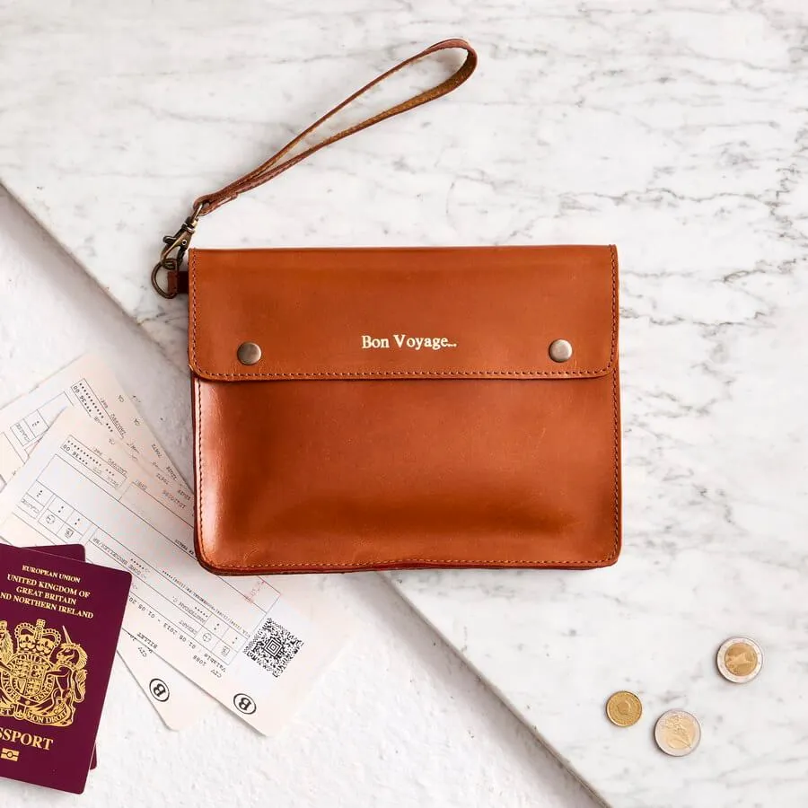 Personalised Leather Family Travel Wallet with Childs Masterpiece