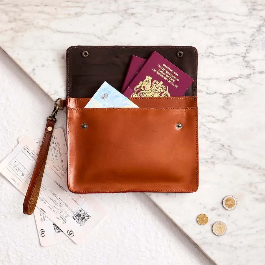 Personalised Leather Family Travel Wallet with Childs Masterpiece