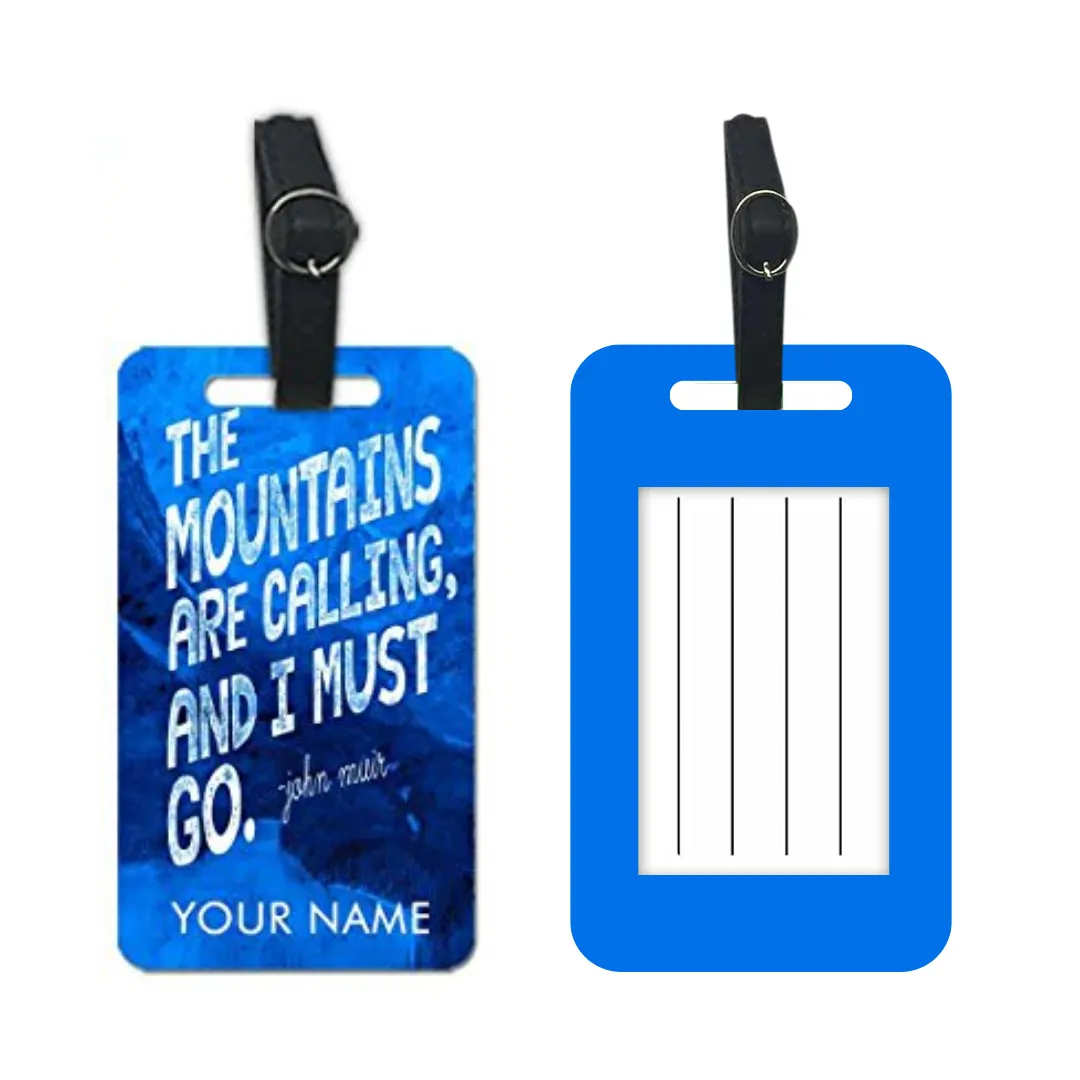 Personalised Passport Cover Luggage Tag Set - The Mountains are Calling