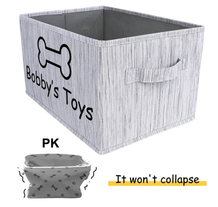 Personalized Foldable Dog Toy Storage Basket - Customized Kids Toy Organizer - Custom Pet Toy Basket Dog Toys Storage Bag Dog Toy Bin