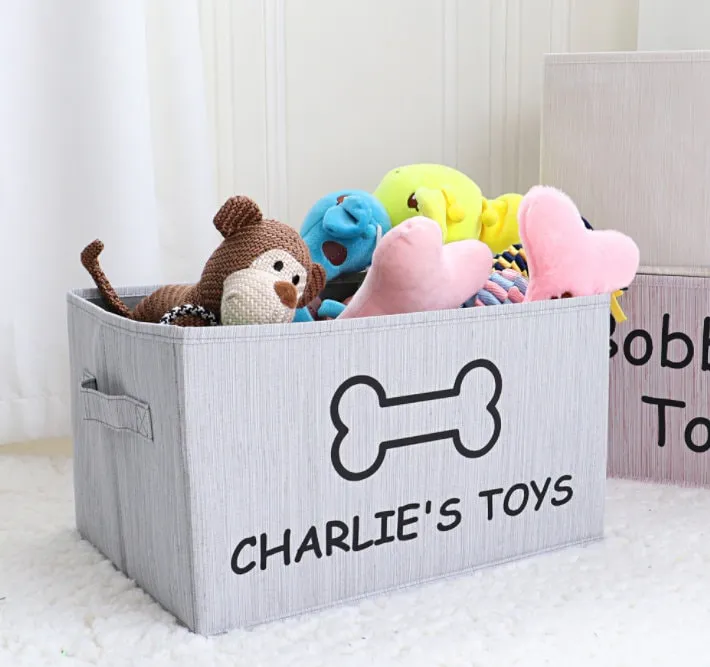 Personalized Foldable Dog Toy Storage Basket - Customized Kids Toy Organizer - Custom Pet Toy Basket Dog Toys Storage Bag Dog Toy Bin