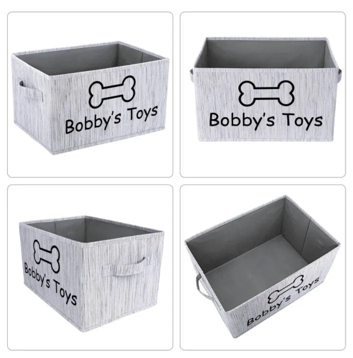 Personalized Foldable Dog Toy Storage Basket - Customized Kids Toy Organizer - Custom Pet Toy Basket Dog Toys Storage Bag Dog Toy Bin