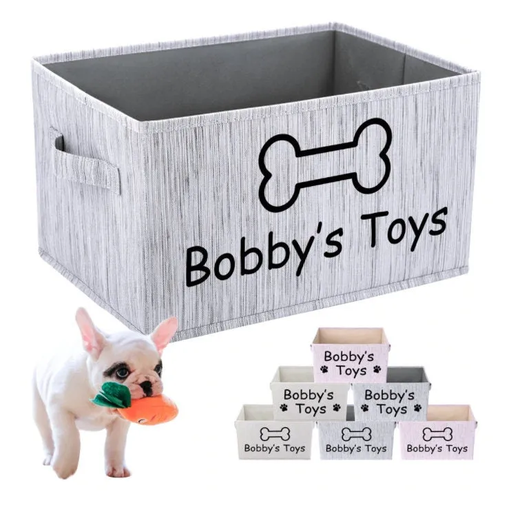 Personalized Foldable Dog Toy Storage Basket - Customized Kids Toy Organizer - Custom Pet Toy Basket Dog Toys Storage Bag Dog Toy Bin