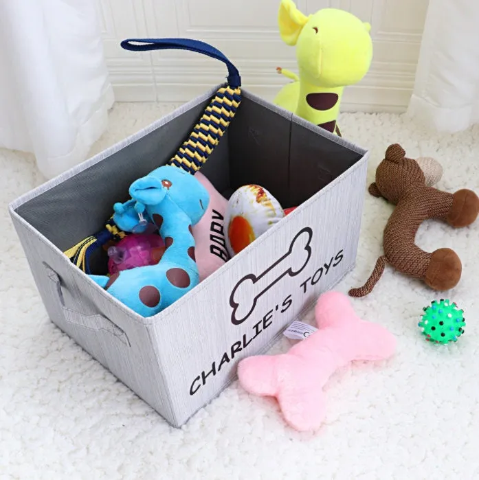 Personalized Foldable Dog Toy Storage Basket - Customized Kids Toy Organizer - Custom Pet Toy Basket Dog Toys Storage Bag Dog Toy Bin