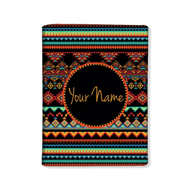 Personalized Passport Cover Baggage Tag Set - Vintage Aztec Pattern