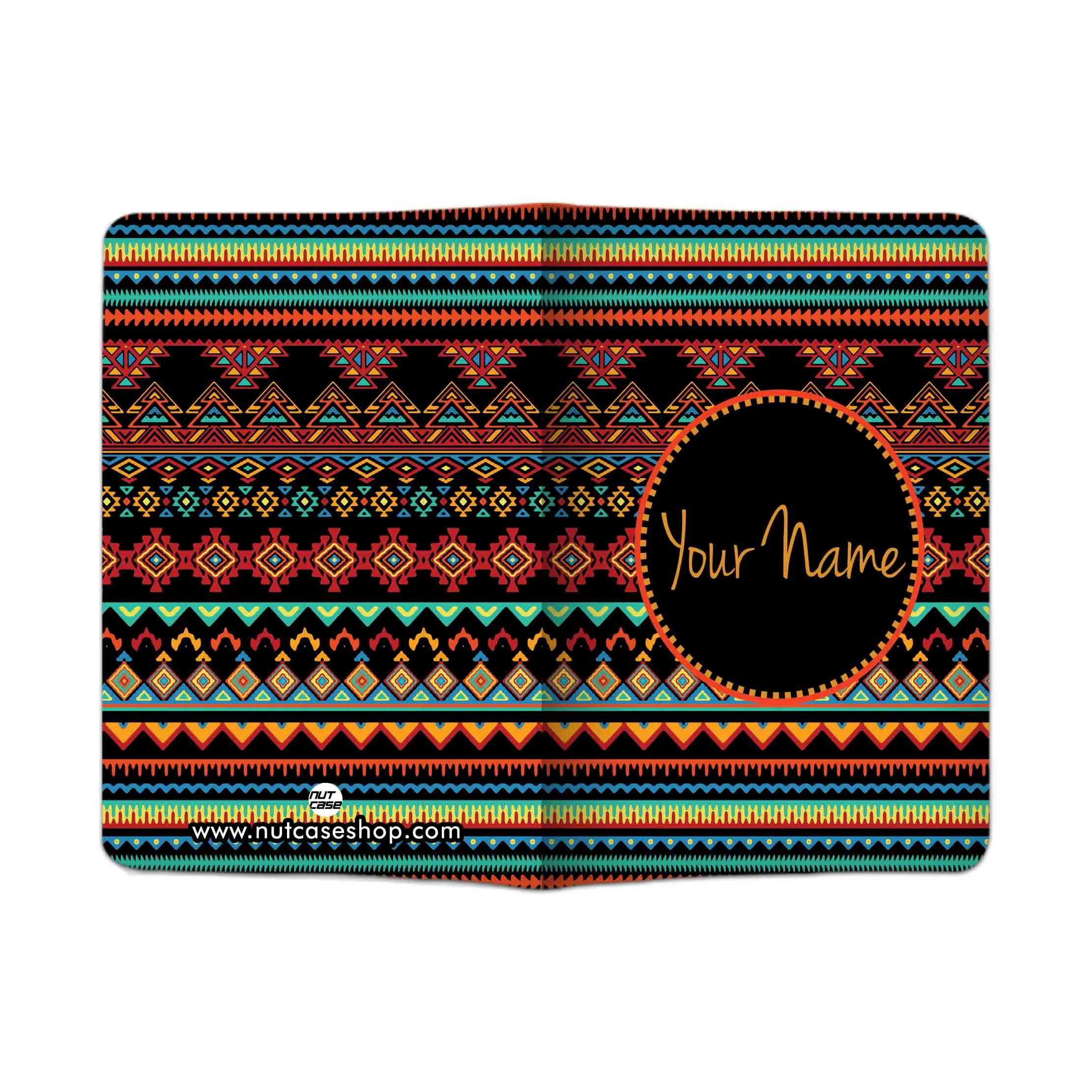 Personalized Passport Cover Baggage Tag Set - Vintage Aztec Pattern